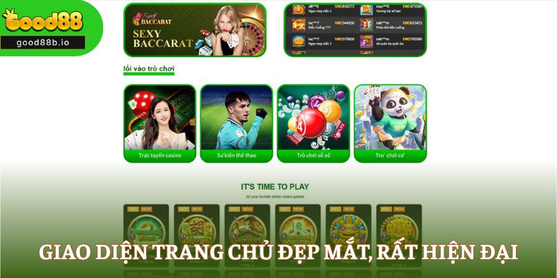 good88 Giao diện trang chủ đẹp mắt, rất hiện đại